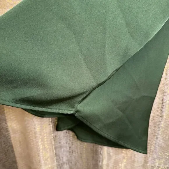 Express Olive Green Satin Black Lace Tank Top Camisole Small - Picture 5 of 8